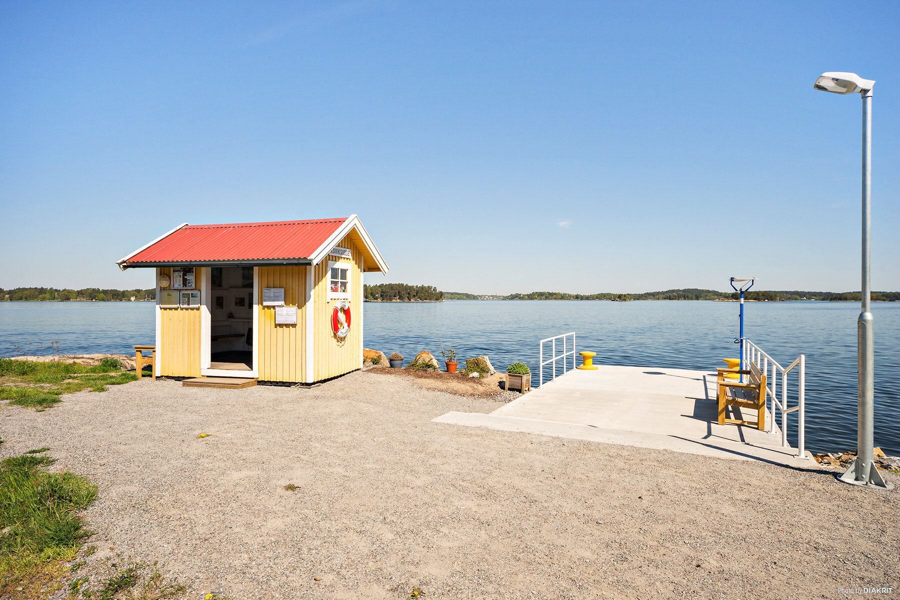 Ångbåtsbryggan vid Koviksudde med färjor till Slussen