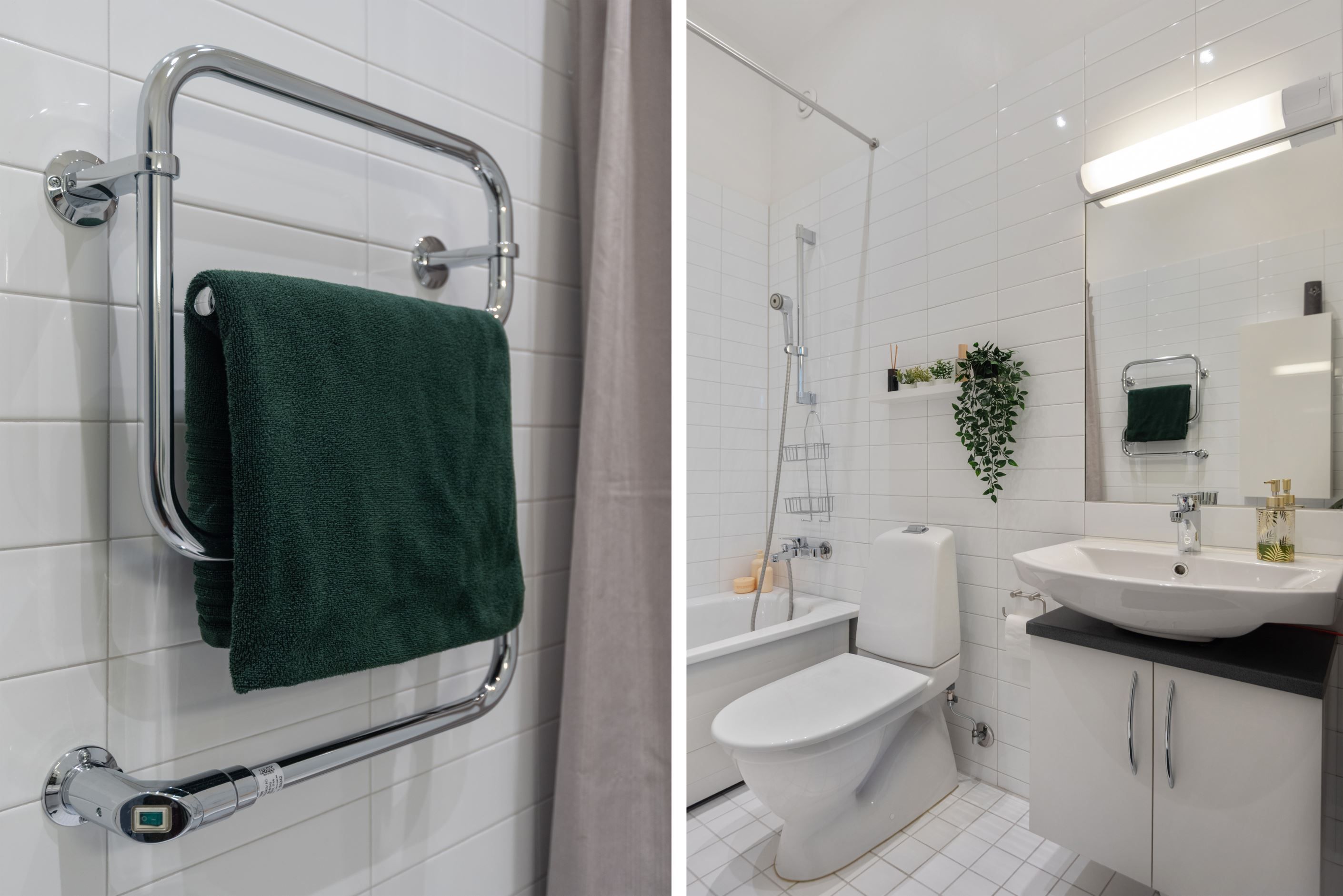 Badrum övre plan med extra hög takhöjd
