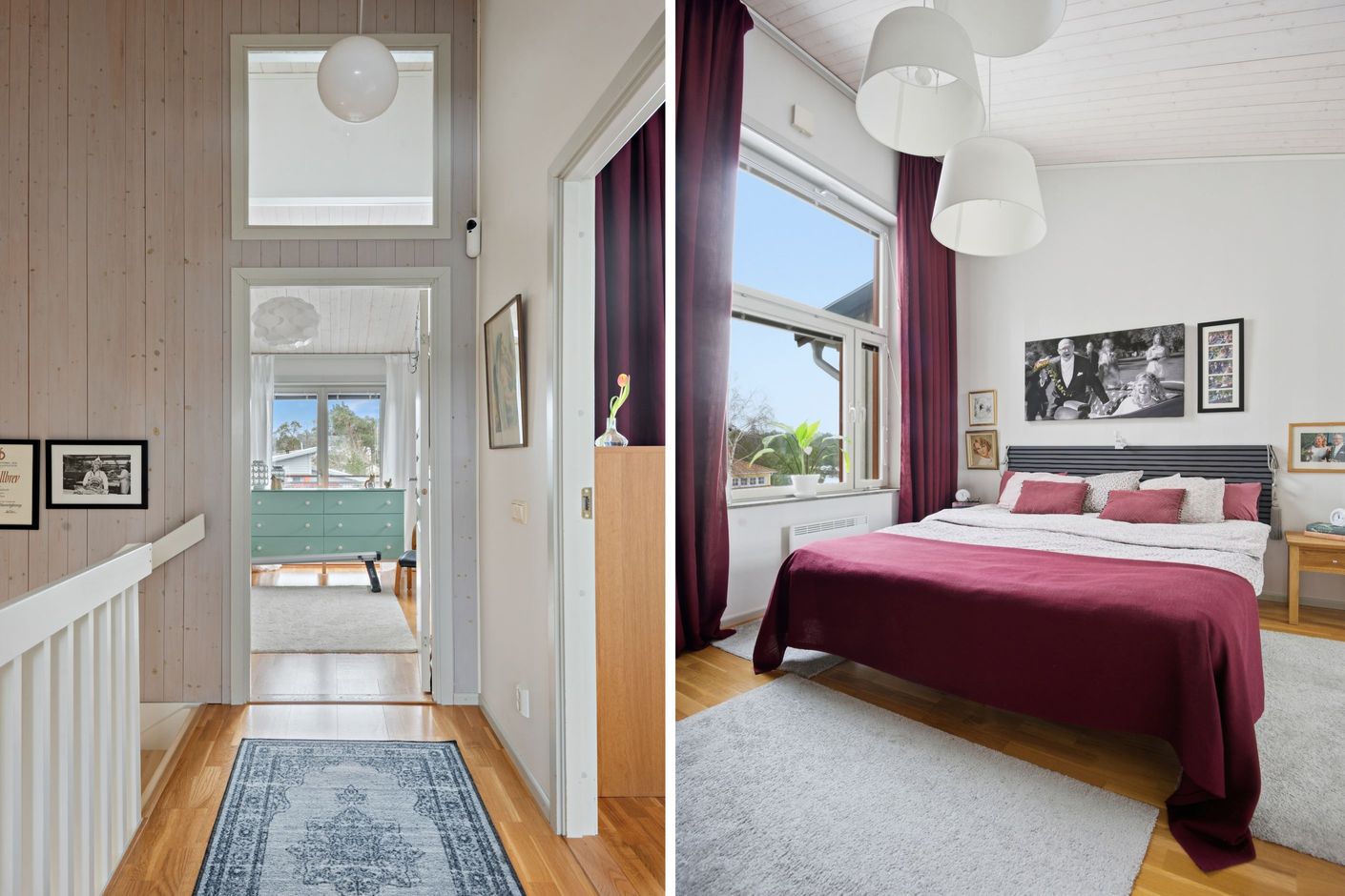 Unik arkitektur med högt i tak på övre plan.