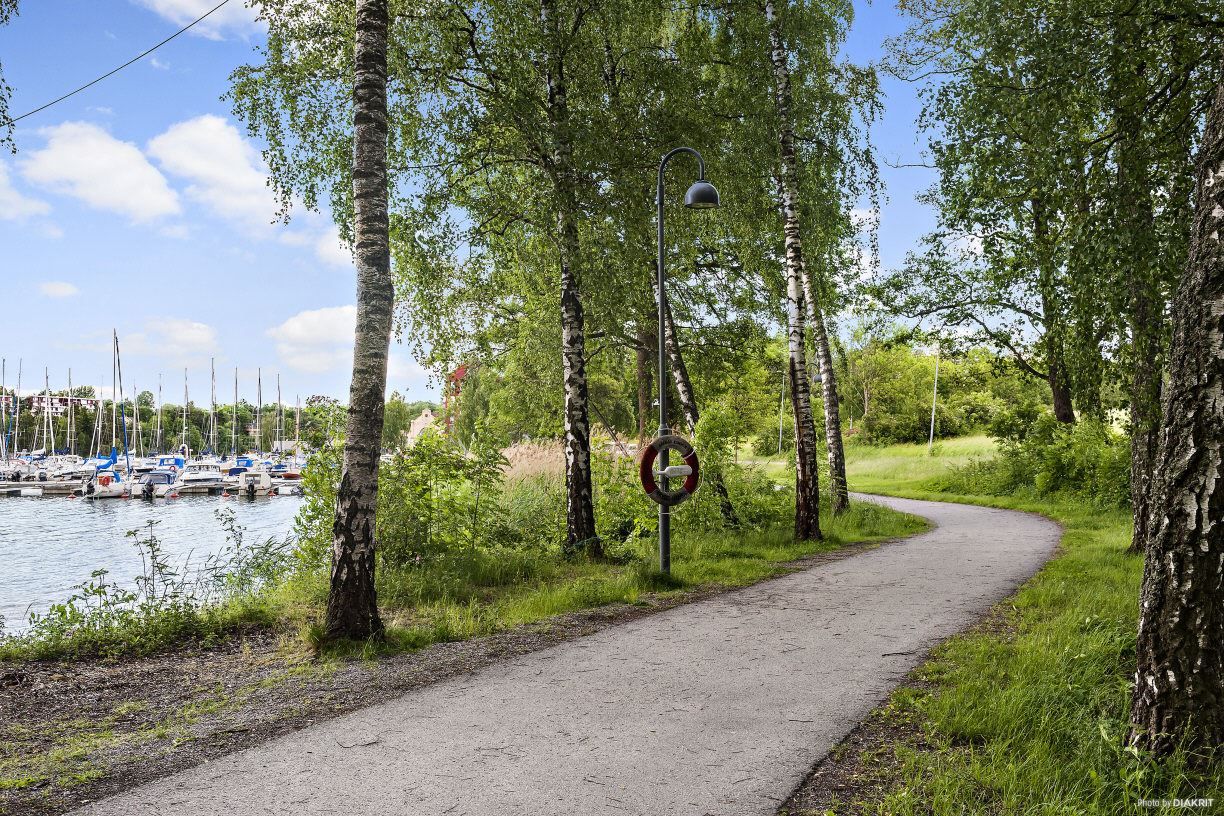 Bra cykel/ promenadstråk längst med vattnet