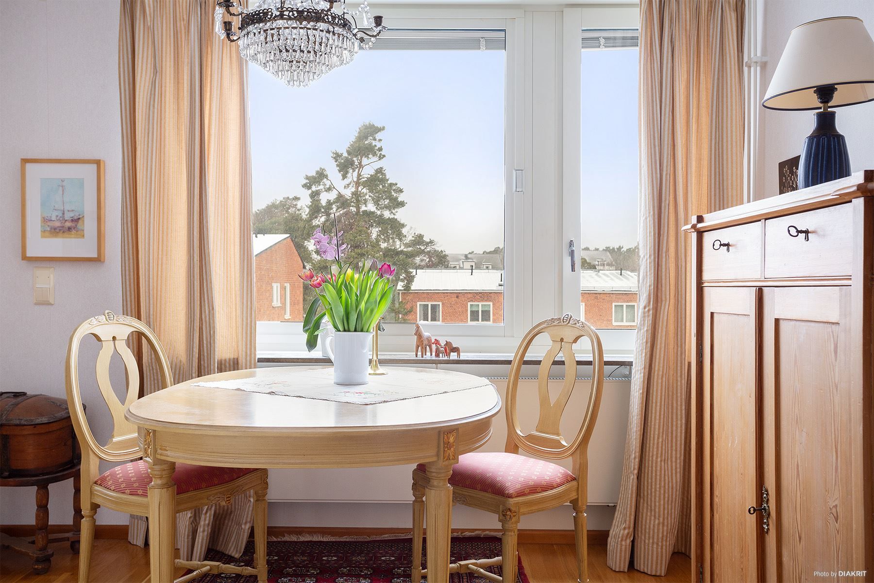 Trevlig placering av matbord med fri utsikt över takåsarna