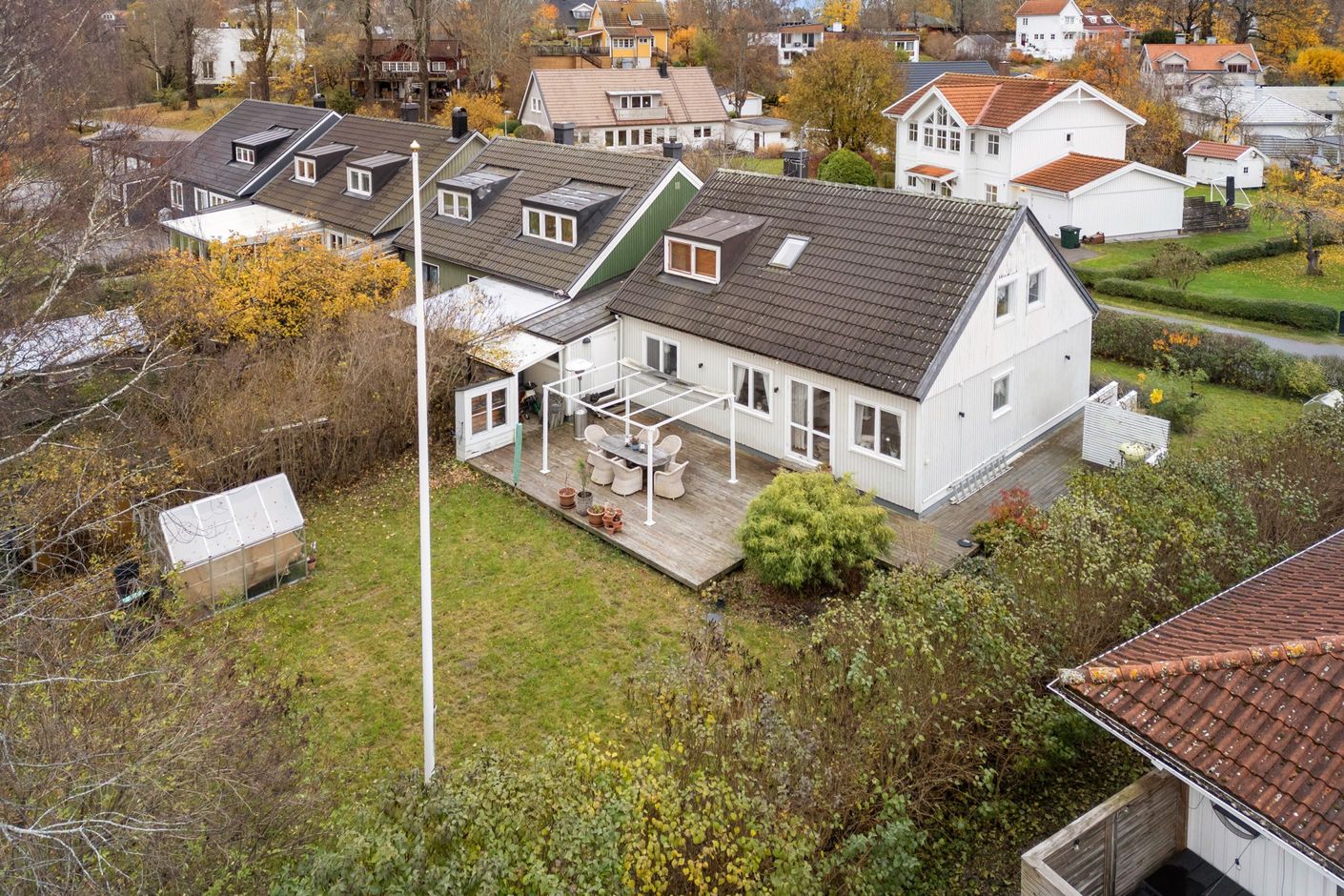 Flygvy över huset och tomten