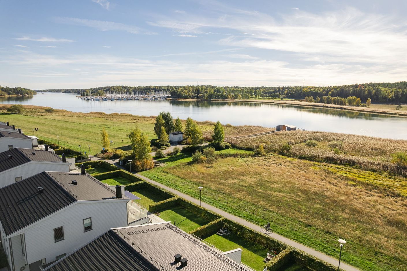 Grönskande omgivningar med vatten i blickfånget