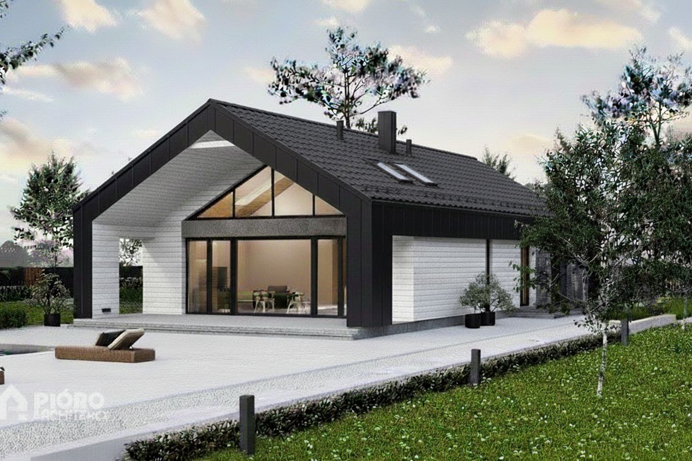 Tak med betongpannor.