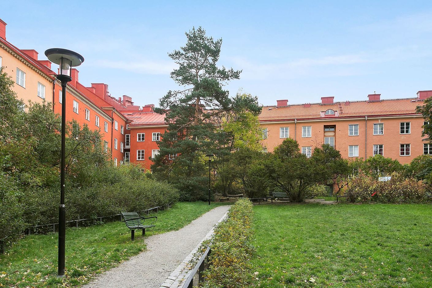 Ljuvliga grönområden bakom husknuten