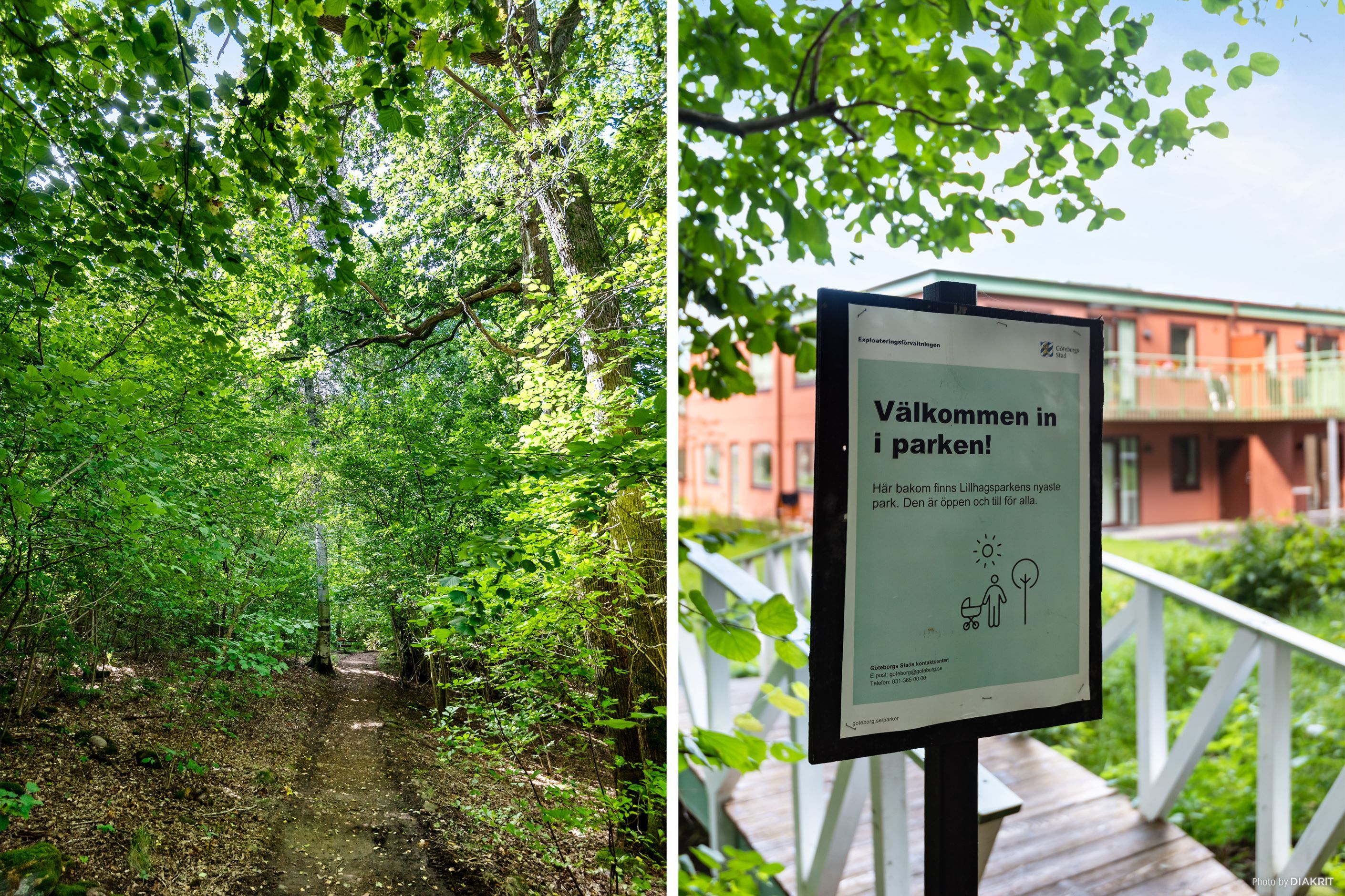 Parker och natur precis utanför bostaden