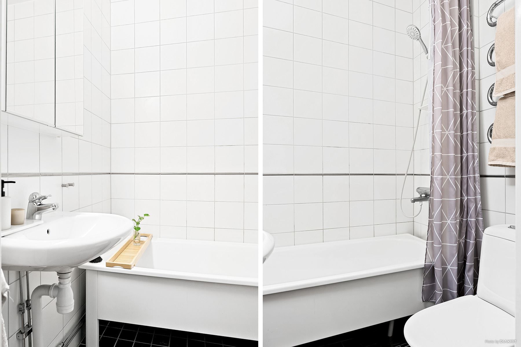 Helkaklat badrum med badkar