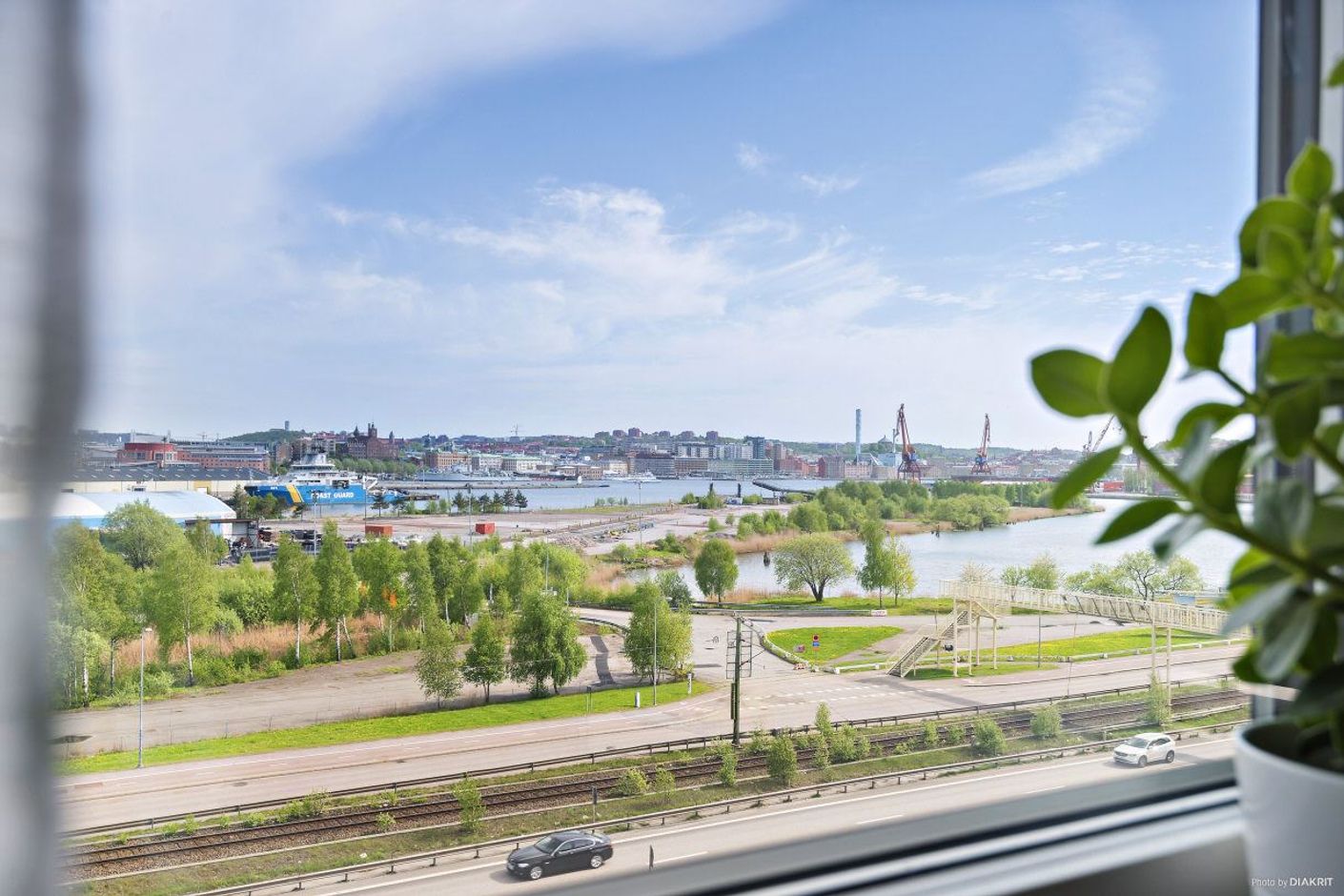 Göteborgs skyline från frukostbordet