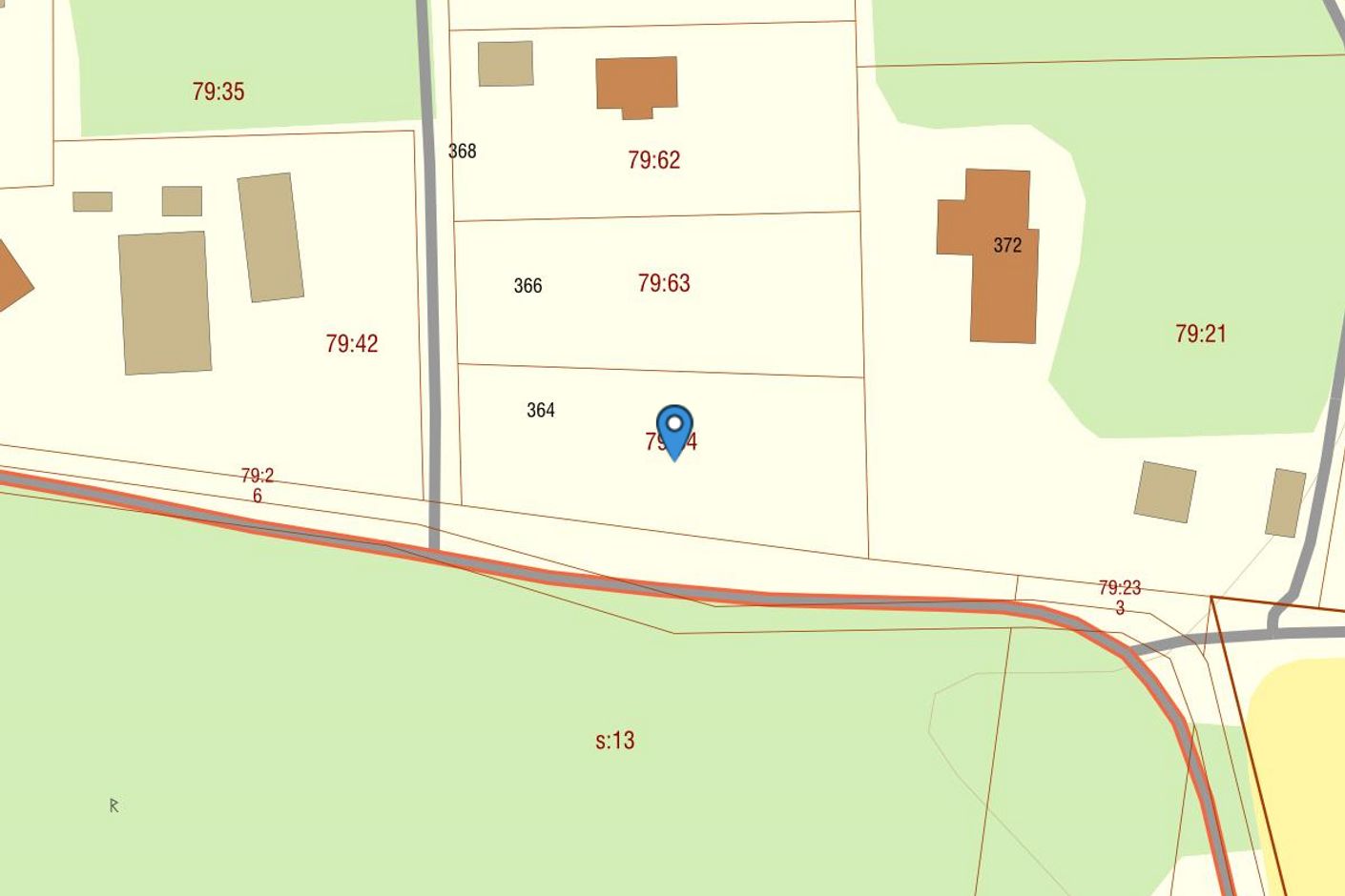 79:63 är idag bebyggd