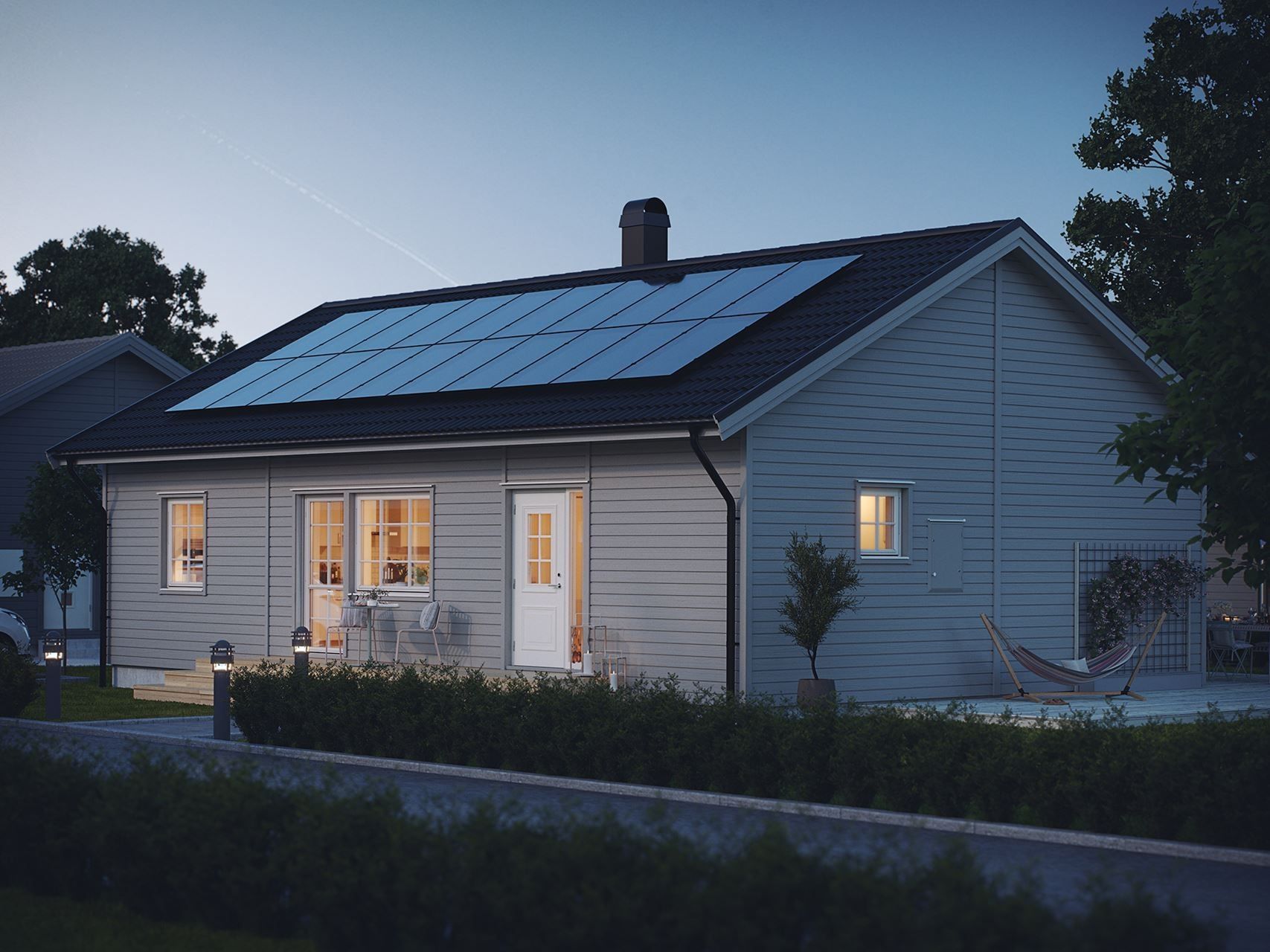 Huset på bild har extra tillbehör som ej ingår i standard