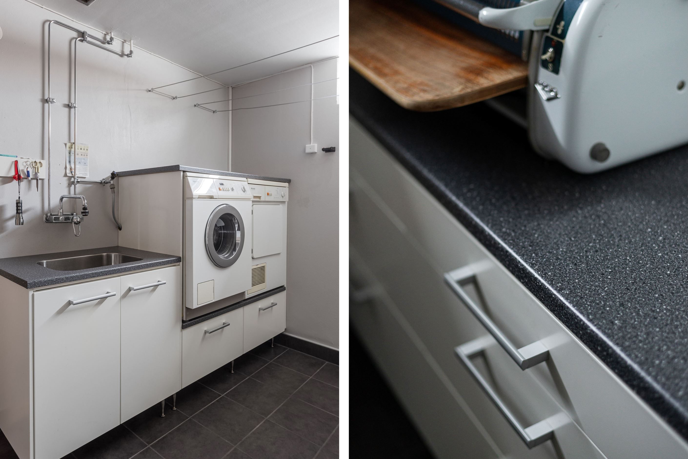 Praktiskt med tvättmaskin & torktumlare i ergonomisk höjd.