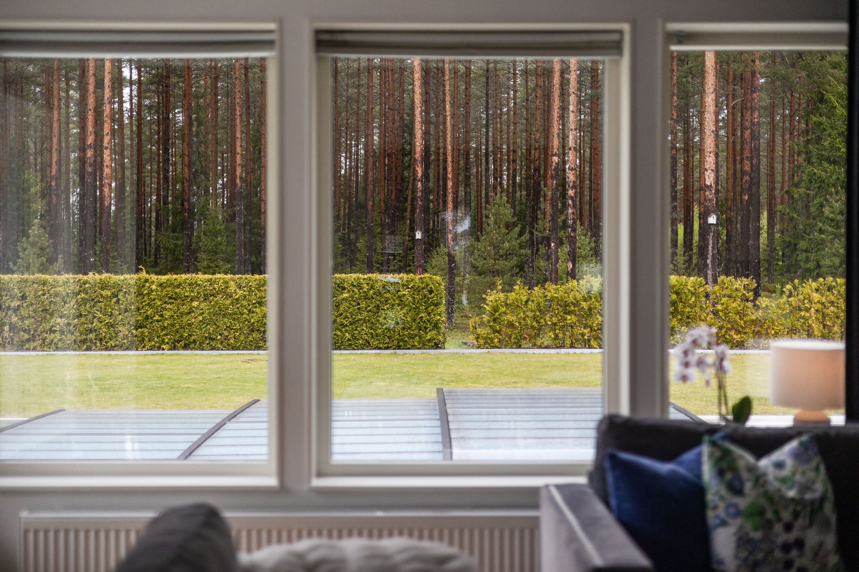 Stora fönster ut mot baksidan