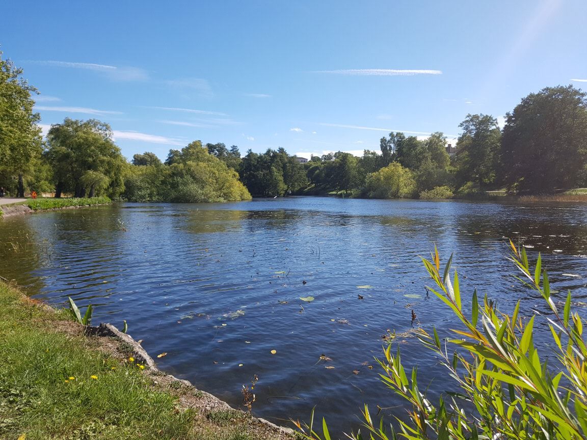 Härliga strandpromenaden längs Stångån