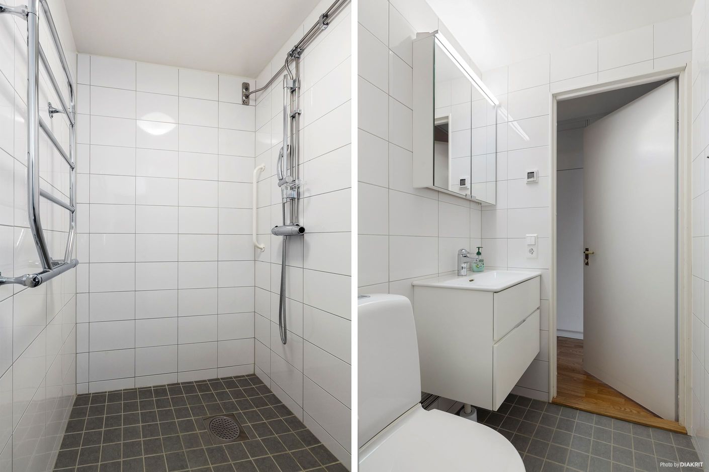 Stambytt och helkaklat WC-/duschrum