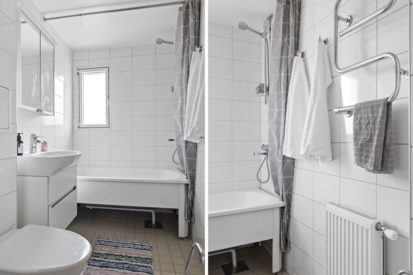 Stambytt badrum med fönster.