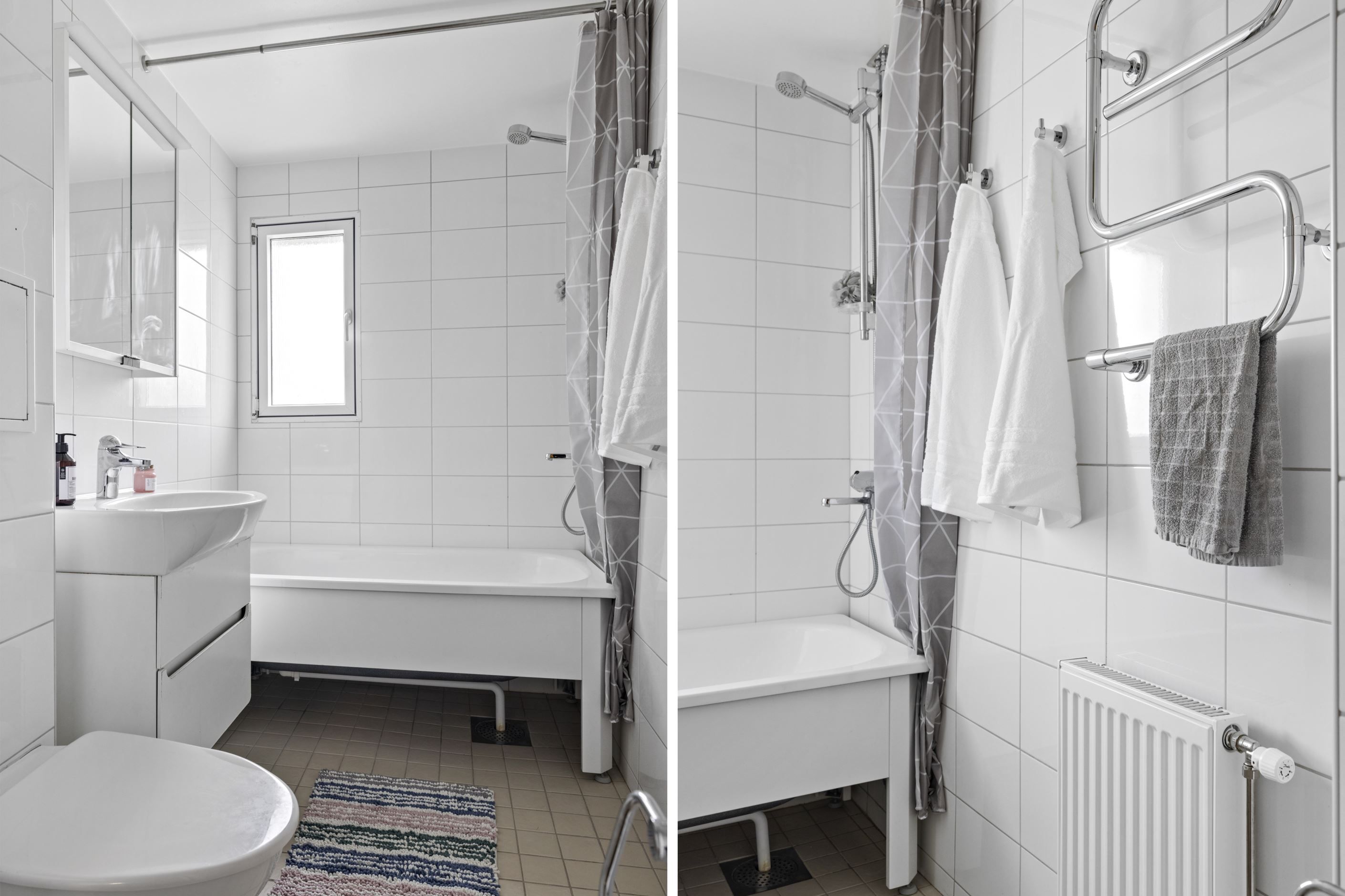 Stambytt badrum med fönster.