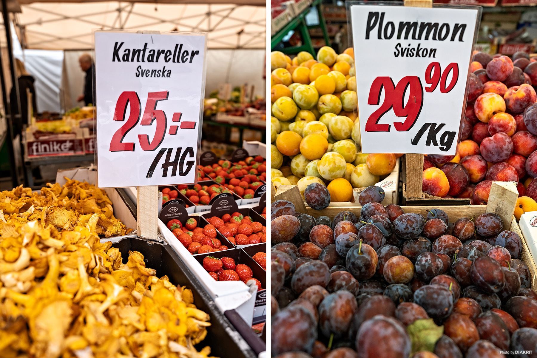Frukt och grönsaksstånd på torget i Jakobsberg