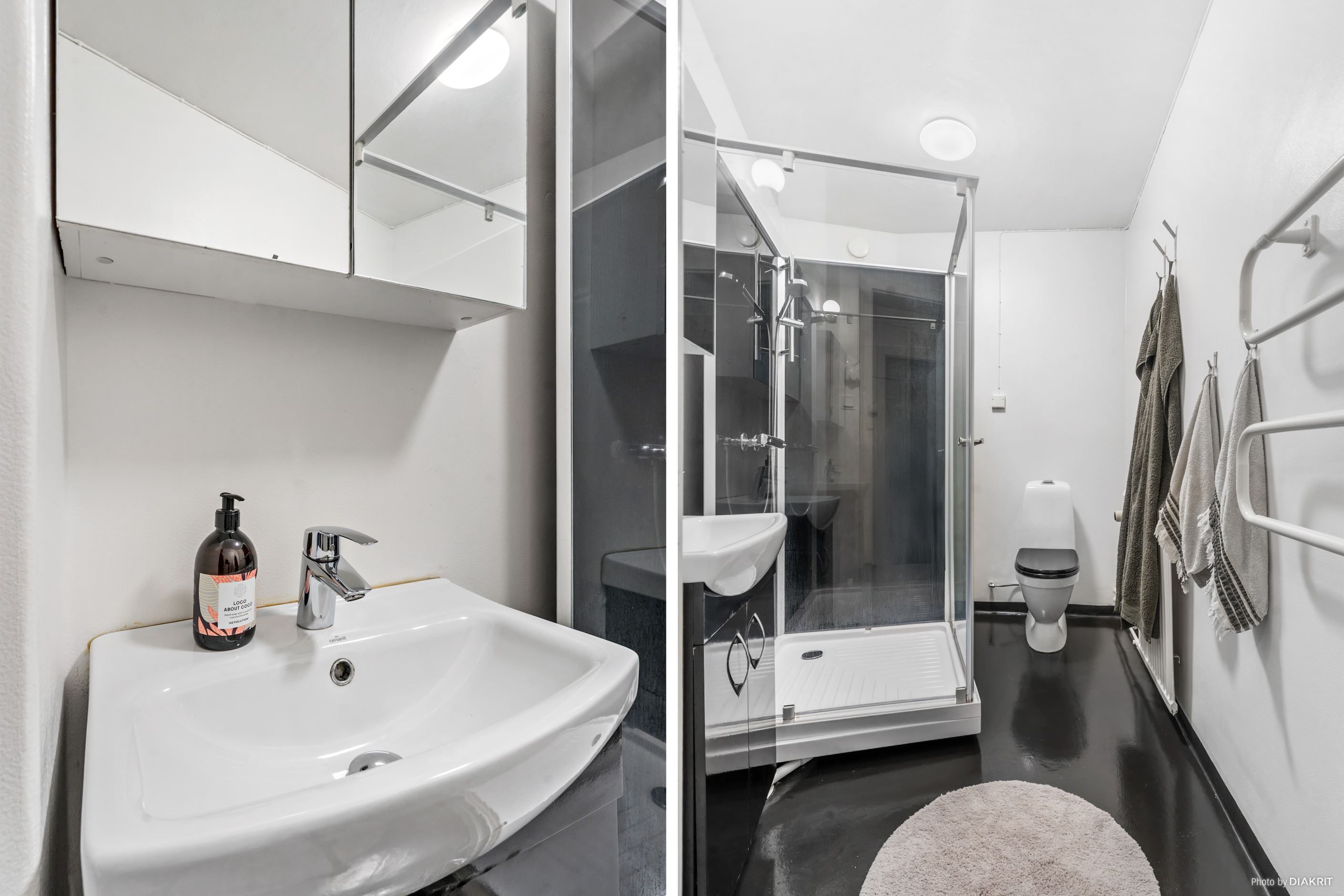 WC-/duschrum med tvättmaskin