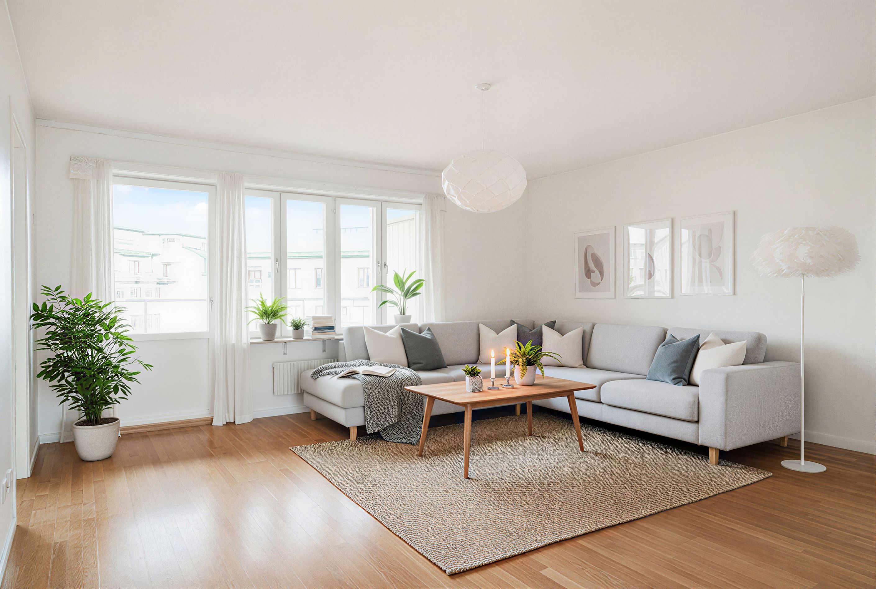 Vardagsrum - digitalt möblerad