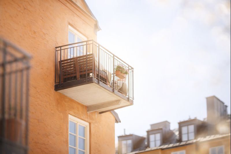 Balkong sedd från gård