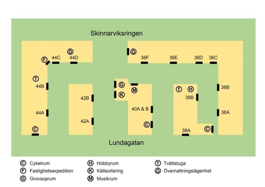 Karta över föreningens gemensamhetslokaler