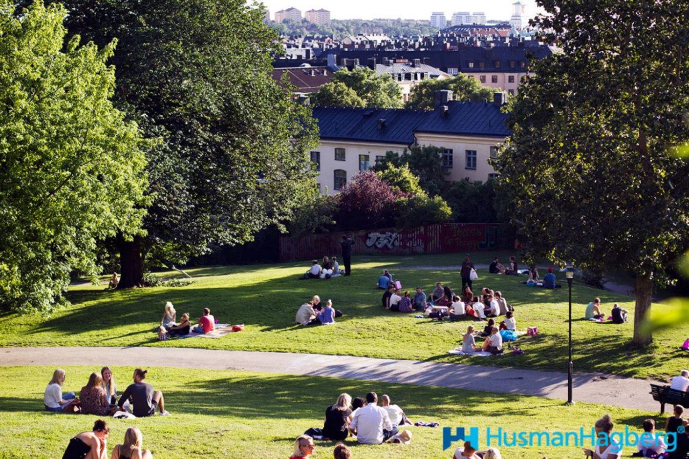 Grönskande Vitabergsparken sommartid