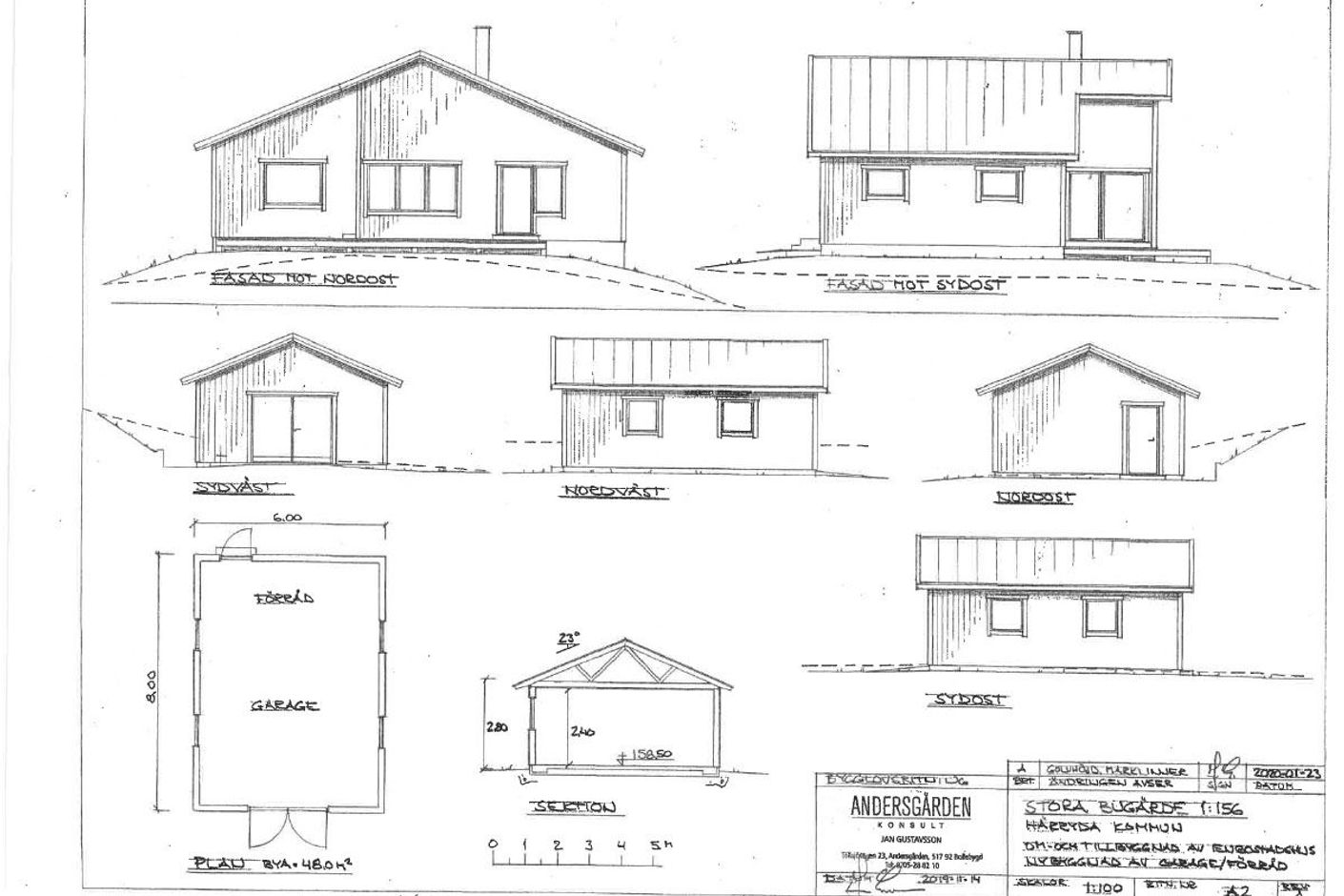 Ritning garage/komplemnetbyggnad