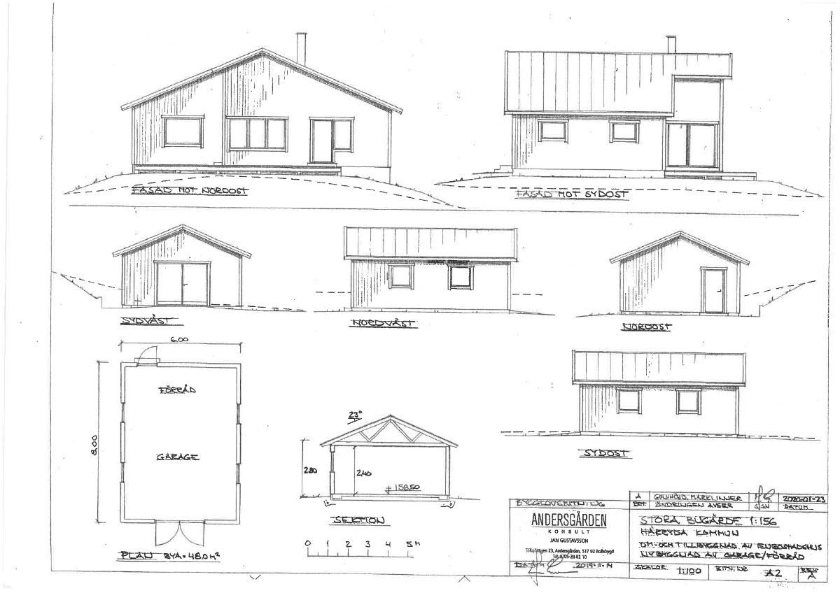 Ritning garage/komplemnetbyggnad