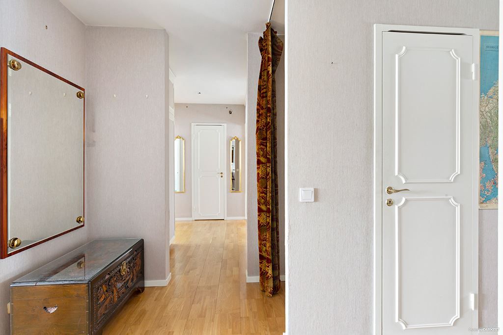 Hall med gott om förvaringsmöjligheter
