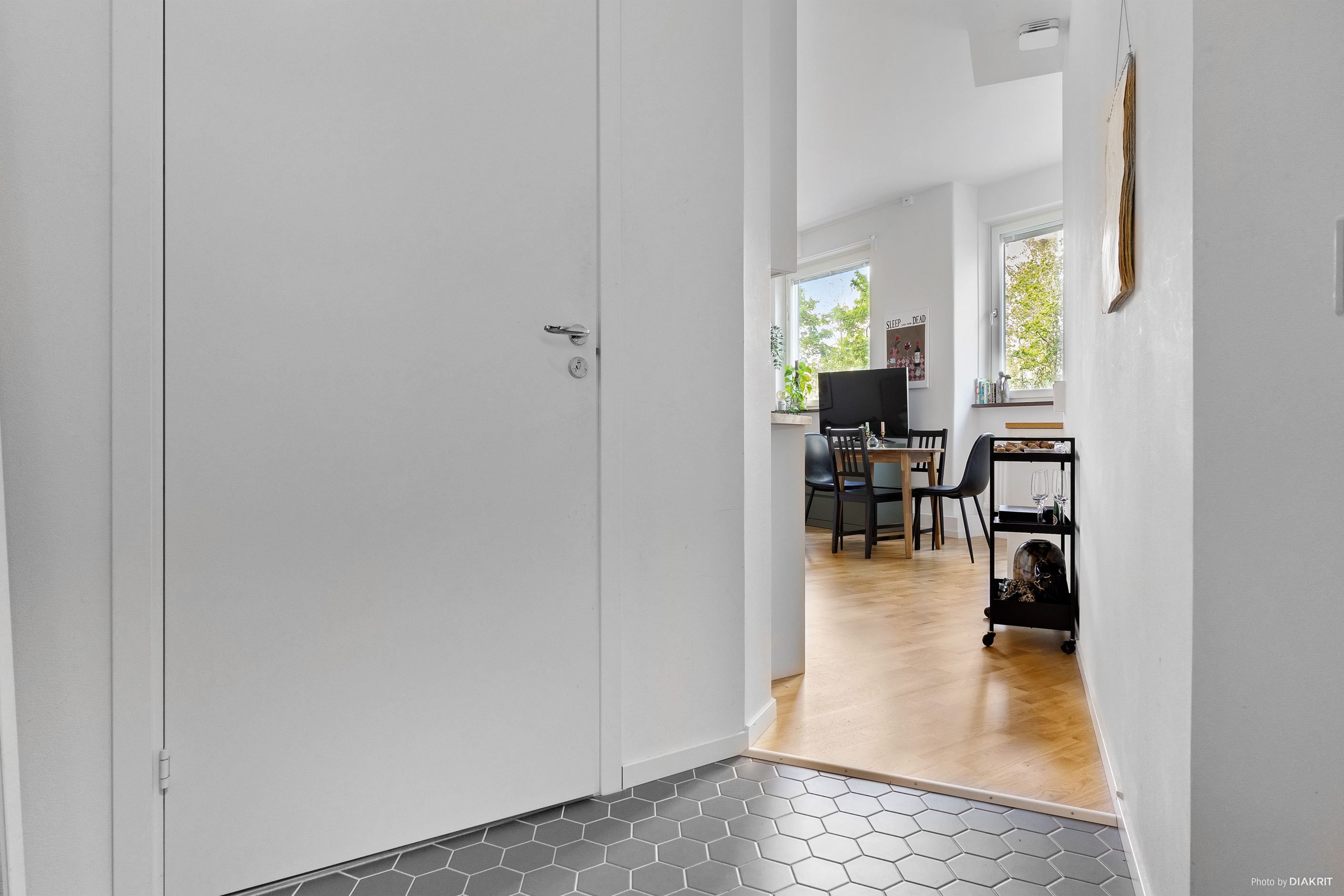 Vackert hexagonklinker i hallen