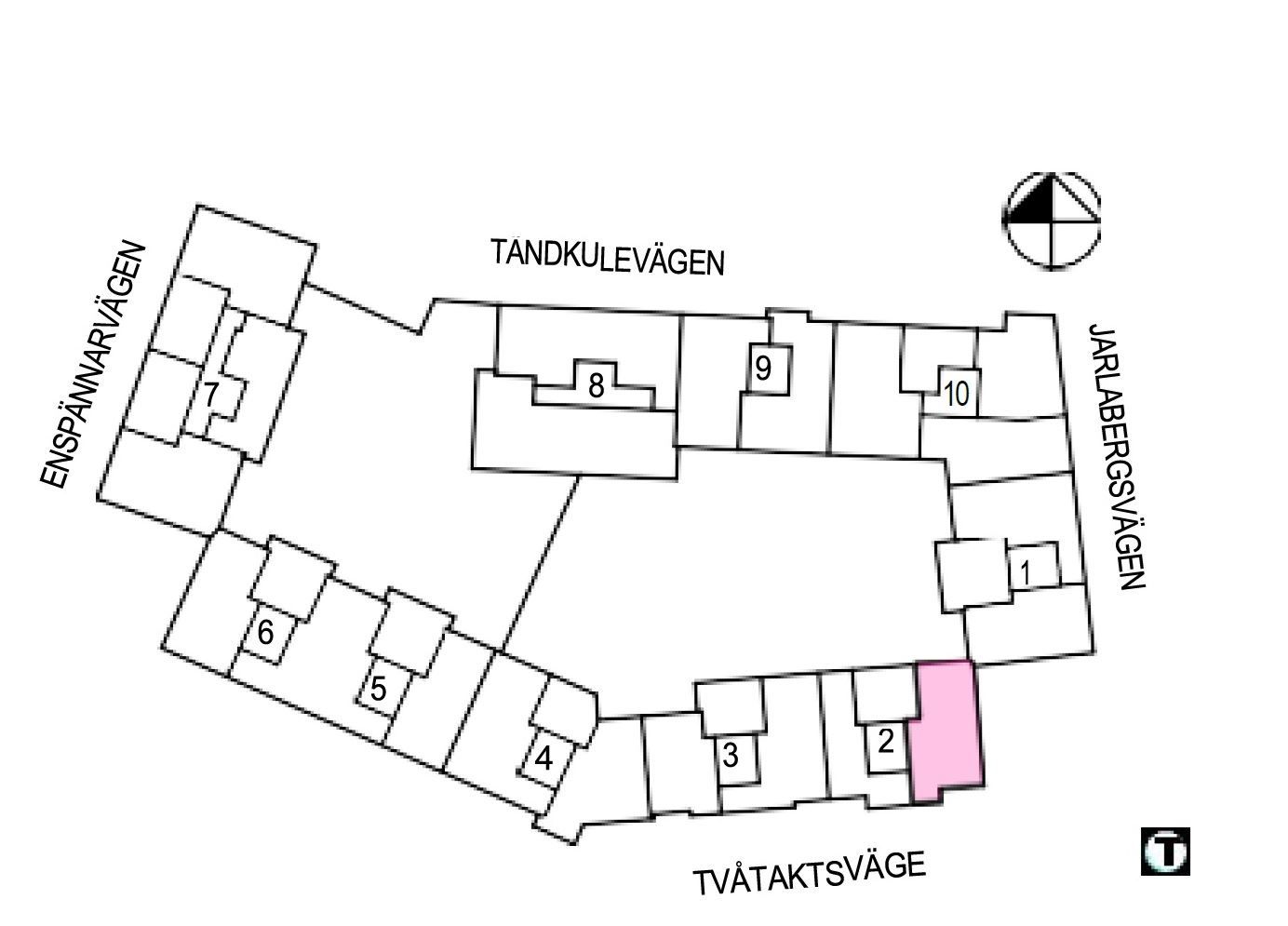 Tvåtaktsvägen 4, lgh 1103 - Placering i kvarteret