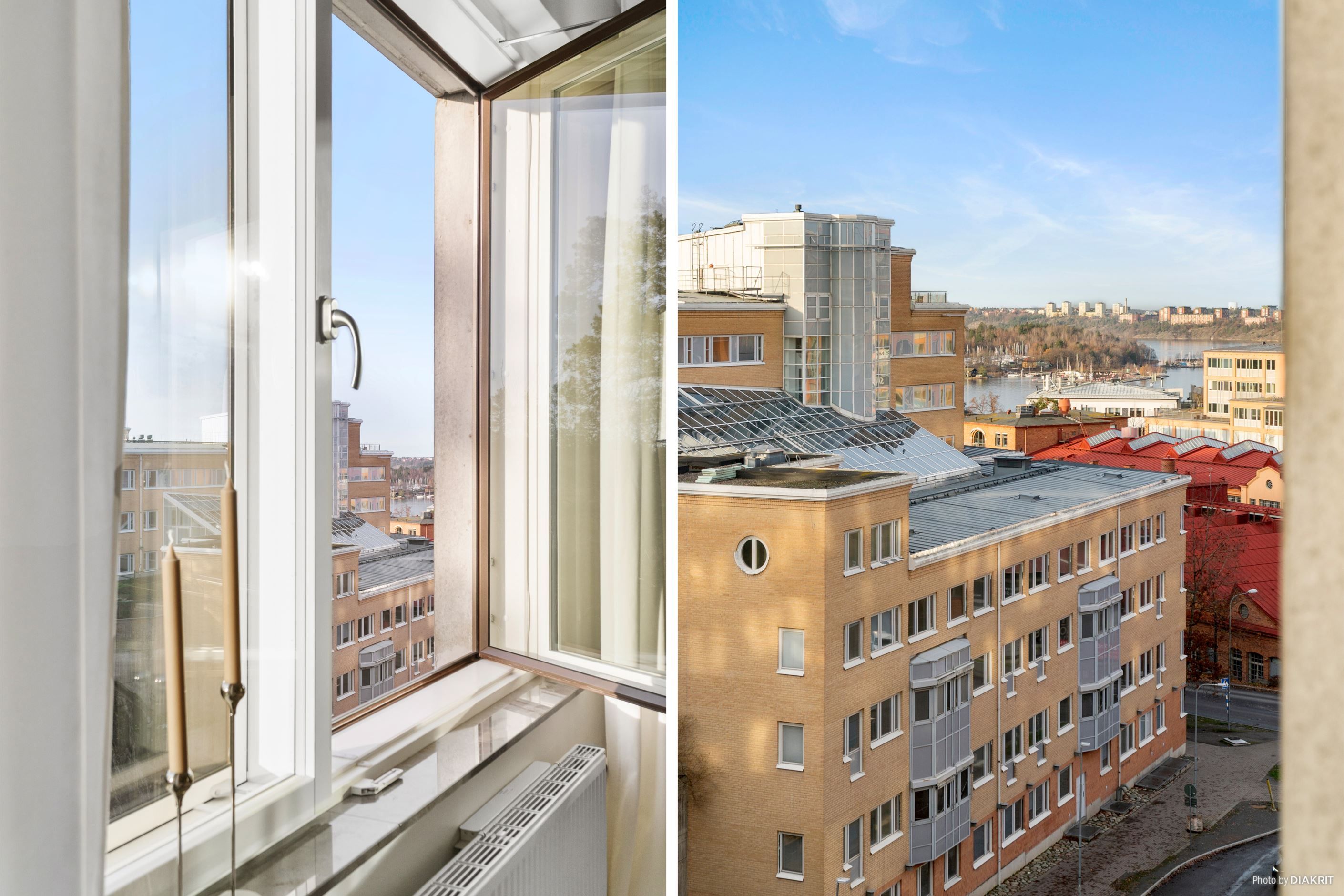 Utsikt från fönstret vid soffhörnan