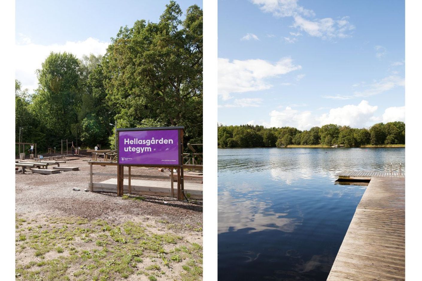 Hellasgården i Nackareservatet med utegym och motionsspår