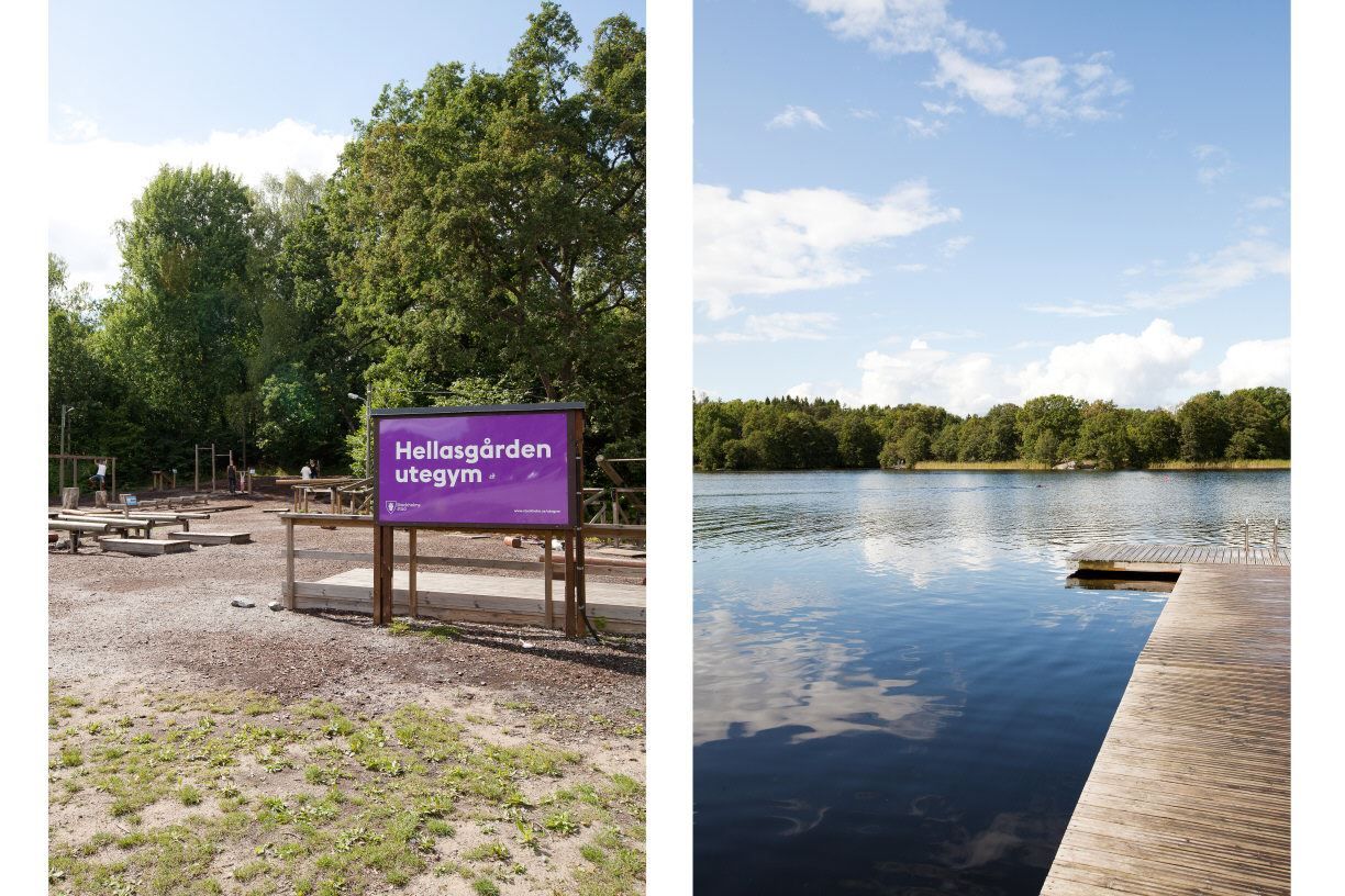 Hellasgården i Nackareservatet med utegym och motionsspår