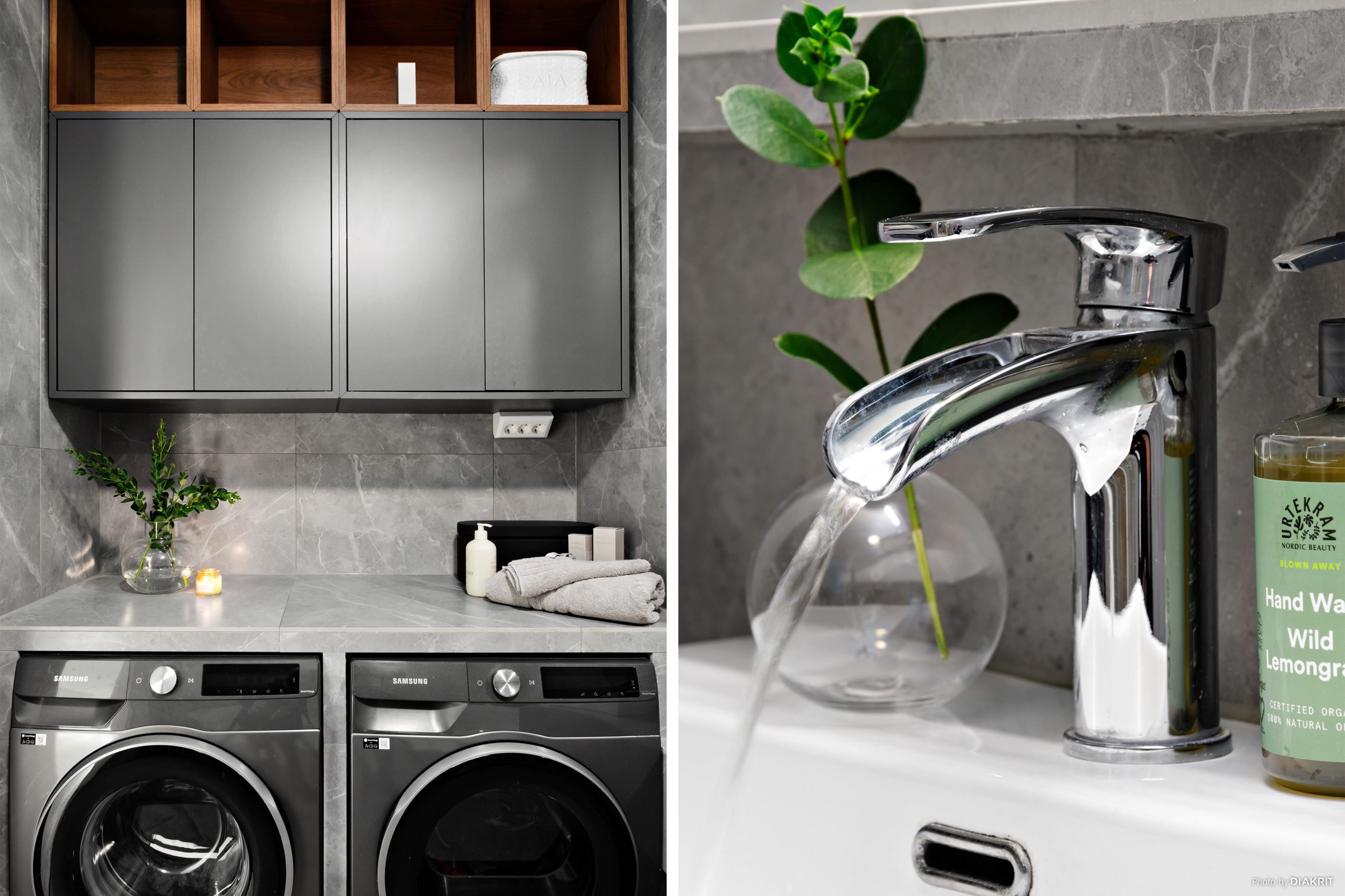 Detaljer från lägenhetens större badrum