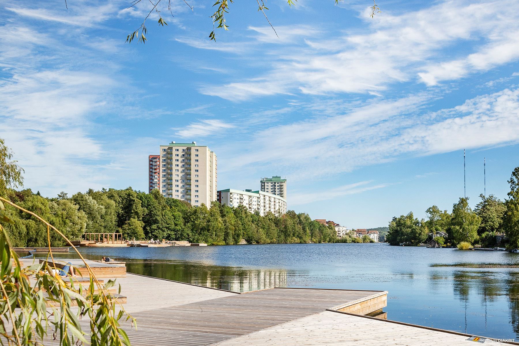 Badbryggorna i Kyrkviken. Bild tagen mot Ekudden.