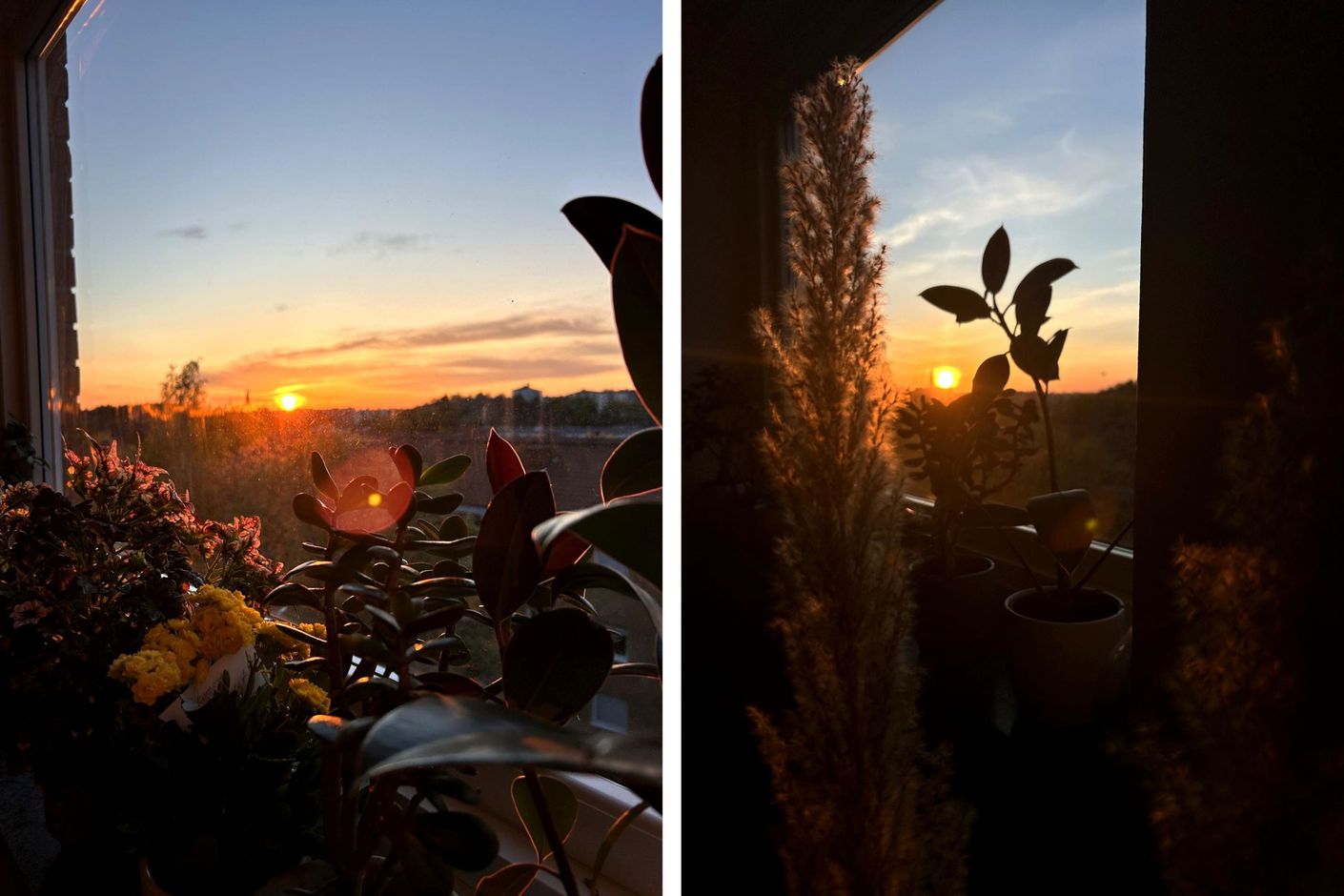 Vacker solnedgång från vardagsrumsfönstret (säljarens bilder)