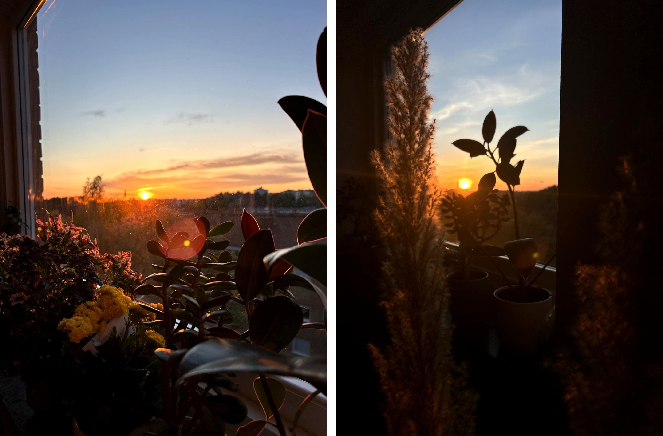 Vacker solnedgång från vardagsrumsfönstret (säljarens bilder)