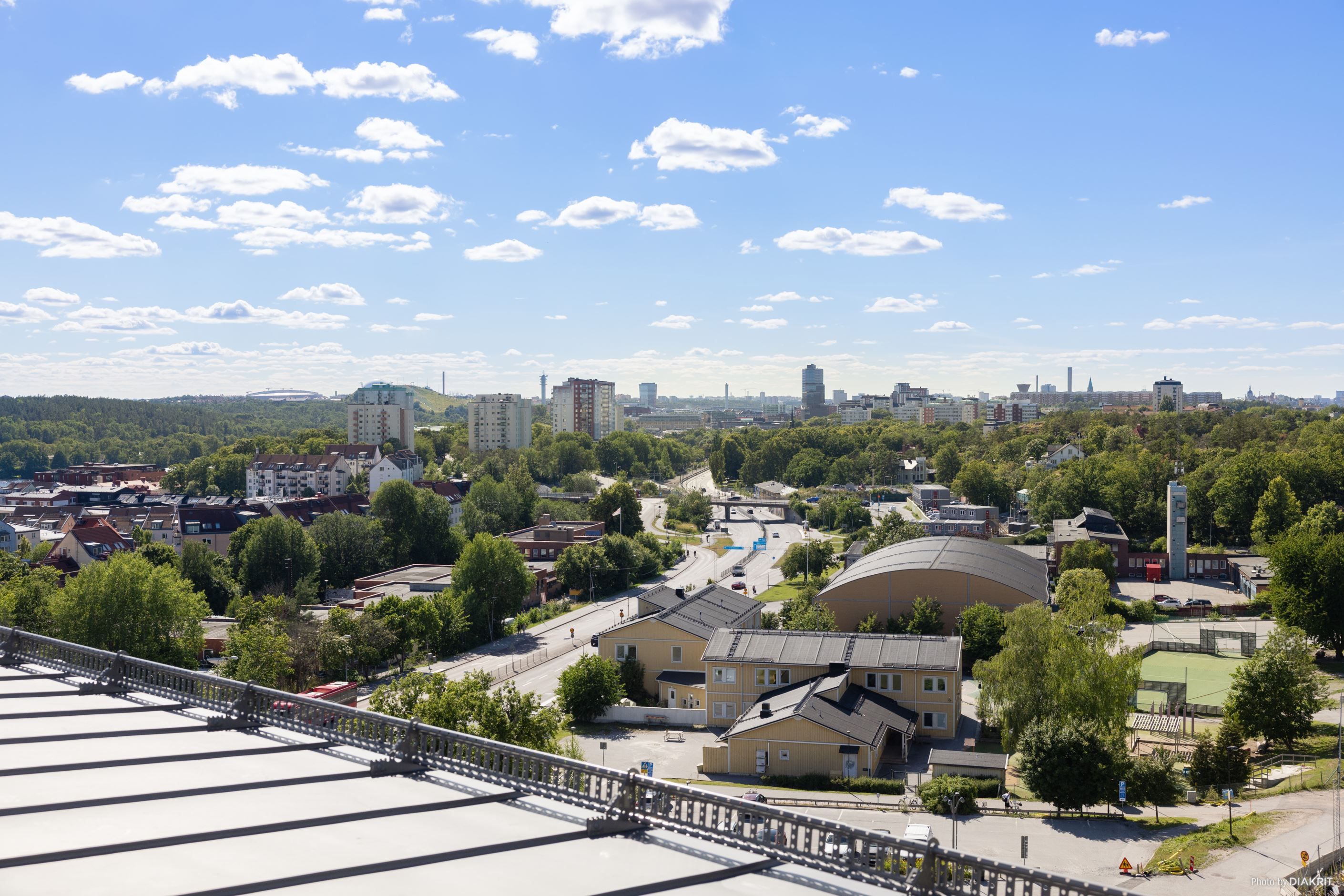 Utsikt från föreningens gemensamma takterrass